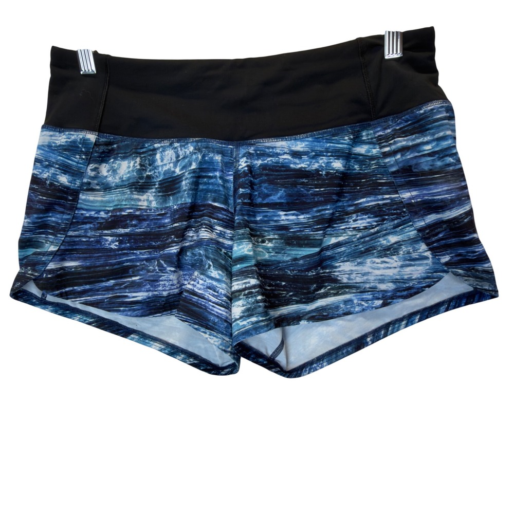 Lululemon Speed Up Shorts Blue Wave Print Athletic Running Workout Womens Size 6